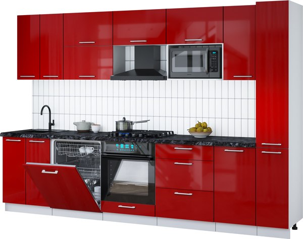 Кухонный гарнитур Интерлиния Мила Gloss 3.1-ПМ2 - фото