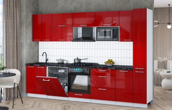 Кухонный гарнитур Интерлиния Мила Gloss 3.1-ПМ2