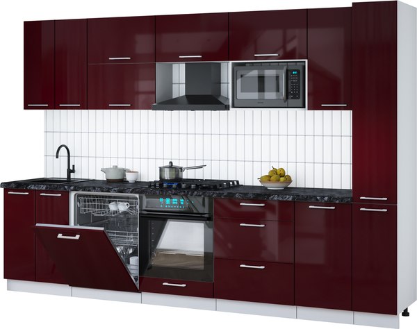 Кухонный гарнитур Интерлиния Мила Gloss 3.1-ПМ2 - фото