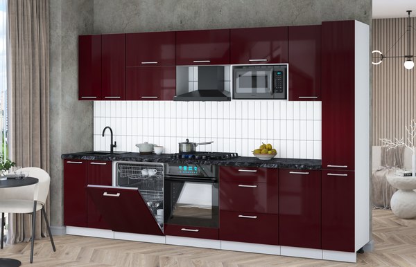 Кухонный гарнитур Интерлиния Мила Gloss 3.1-ПМ2