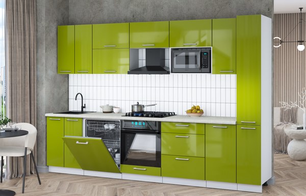 Кухонный гарнитур Интерлиния Мила Gloss 3.1-ПМ2