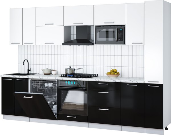 Кухонный гарнитур Интерлиния Мила Gloss 3.1-ПМ2 - фото