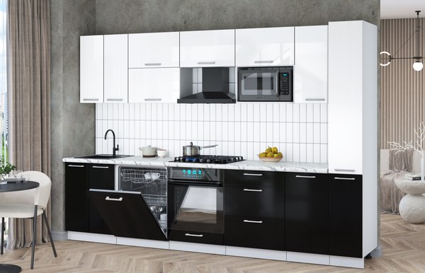 Кухонный гарнитур Интерлиния Мила Gloss 3.1-ПМ2