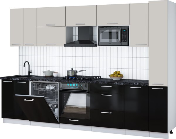 Кухонный гарнитур Интерлиния Мила Gloss 3.1-ПМ2 - фото