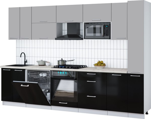 Кухонный гарнитур Интерлиния Мила Gloss 3.1-ПМ2 - фото