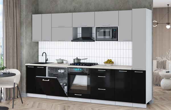 Кухонный гарнитур Интерлиния Мила Gloss 3.1-ПМ2