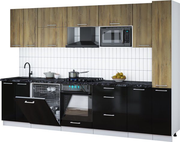 Кухонный гарнитур Интерлиния Мила Gloss 3.1-ПМ2 - фото