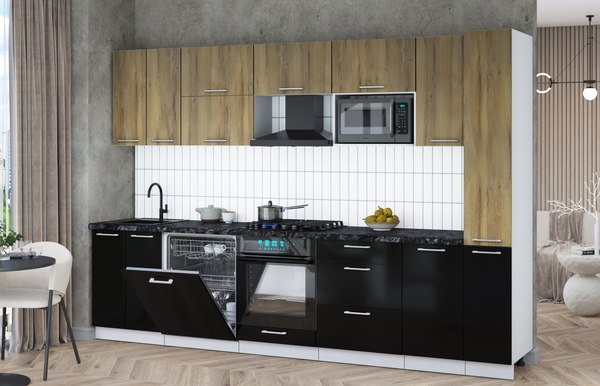 Кухонный гарнитур Интерлиния Мила Gloss 3.1-ПМ2