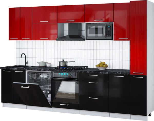 Кухонный гарнитур Интерлиния Мила Gloss 3.1-ПМ2 - фото