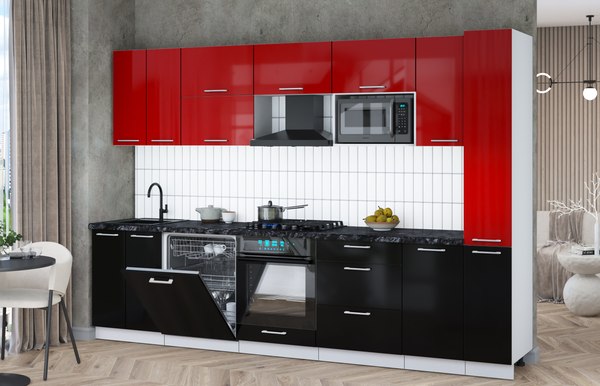 Кухонный гарнитур Интерлиния Мила Gloss 3.1-ПМ2