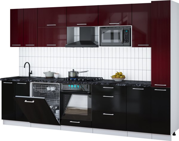 Кухонный гарнитур Интерлиния Мила Gloss 3.1-ПМ2 - фото