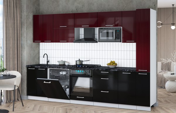 Кухонный гарнитур Интерлиния Мила Gloss 3.1-ПМ2