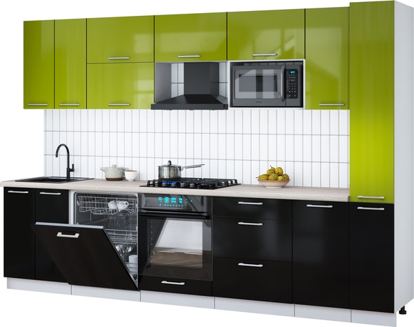 Кухонный гарнитур Интерлиния Мила Gloss 3.1-ПМ2 - фото