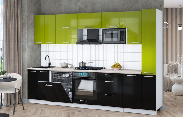 Кухонный гарнитур Интерлиния Мила Gloss 3.1-ПМ2