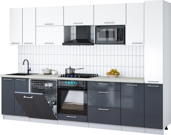 Кухонный гарнитур Интерлиния Мила Gloss 3.1-ПМ2 - фото