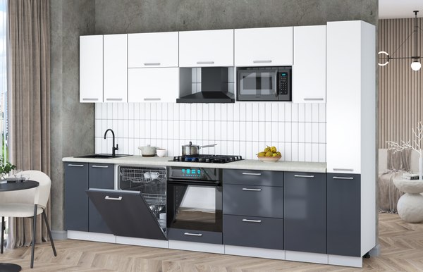 Кухонный гарнитур Интерлиния Мила Gloss 3.1-ПМ2