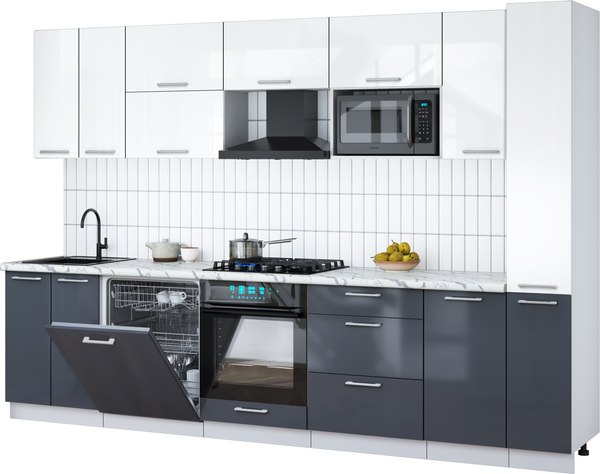 Кухонный гарнитур Интерлиния Мила Gloss 3.1-ПМ2 - фото