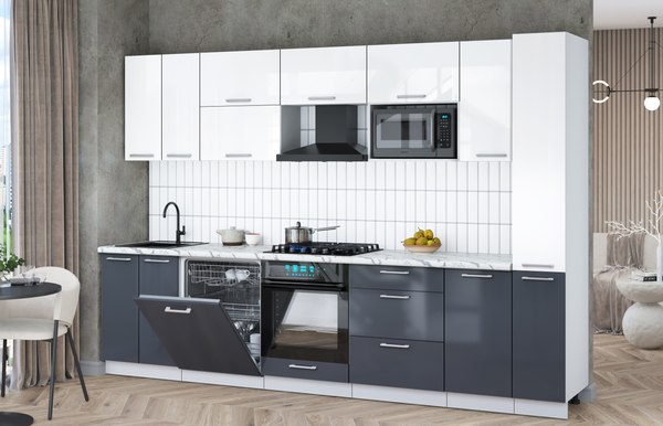 Кухонный гарнитур Интерлиния Мила Gloss 3.1-ПМ2