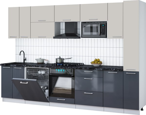 Кухонный гарнитур Интерлиния Мила Gloss 3.1-ПМ2 - фото