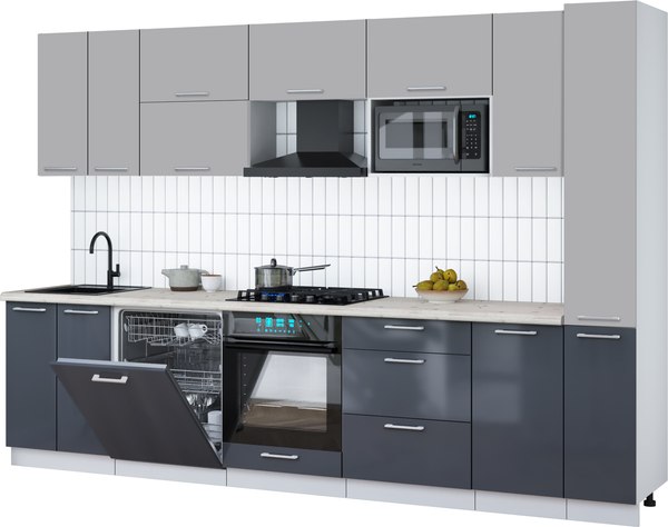 Кухонный гарнитур Интерлиния Мила Gloss 3.1-ПМ2 - фото