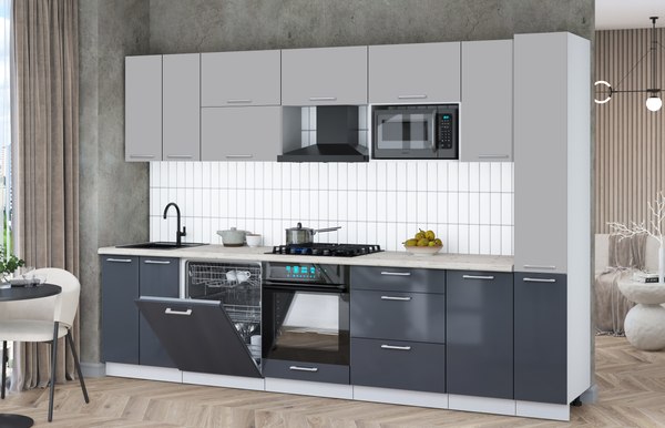 Кухонный гарнитур Интерлиния Мила Gloss 3.1-ПМ2