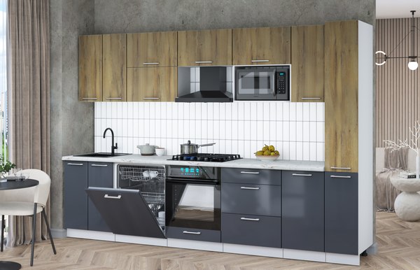 Кухонный гарнитур Интерлиния Мила Gloss 3.1-ПМ2