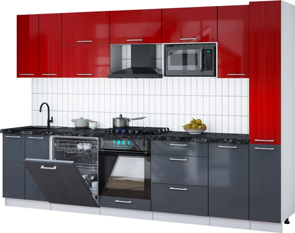 Кухонный гарнитур Интерлиния Мила Gloss 3.1-ПМ2 - фото