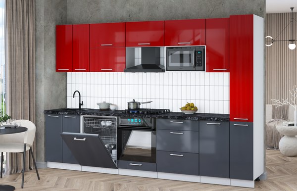 Кухонный гарнитур Интерлиния Мила Gloss 3.1-ПМ2