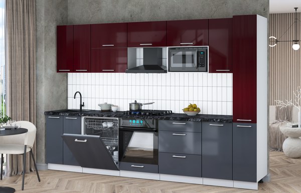 Кухонный гарнитур Интерлиния Мила Gloss 3.1-ПМ2