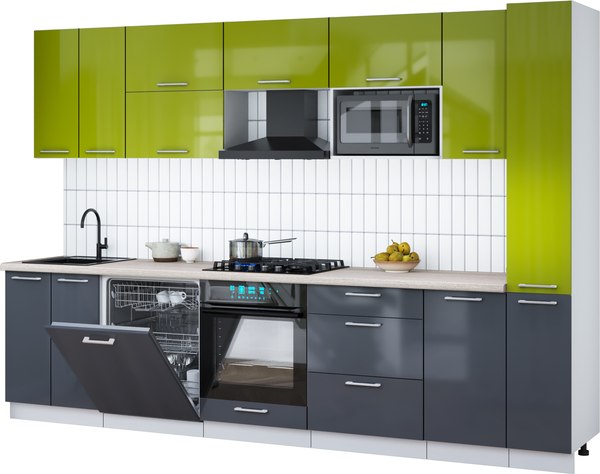 Кухонный гарнитур Интерлиния Мила Gloss 3.1-ПМ2 - фото