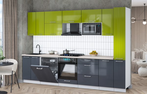 Кухонный гарнитур Интерлиния Мила Gloss 3.1-ПМ2