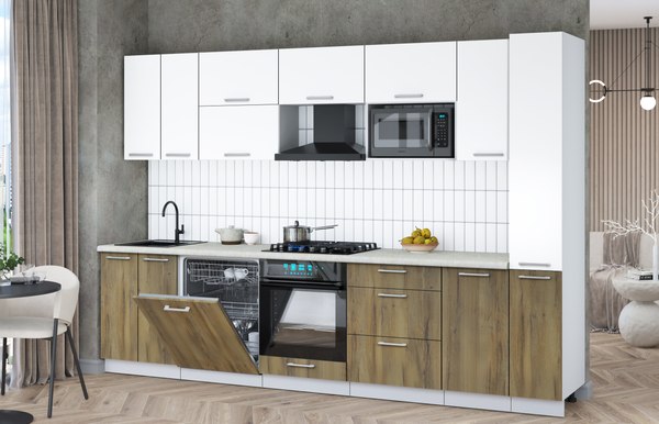 Кухонный гарнитур Интерлиния Мила Gloss 3.1-ПМ2