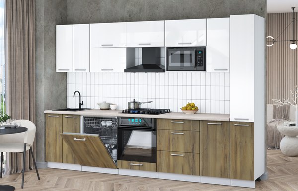 Кухонный гарнитур Интерлиния Мила Gloss 3.1-ПМ2