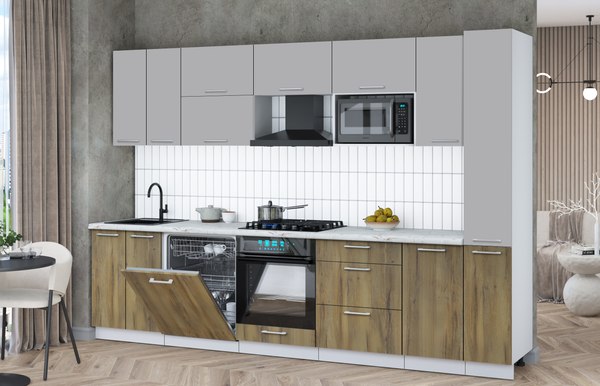 Кухонный гарнитур Интерлиния Мила Gloss 3.1-ПМ2