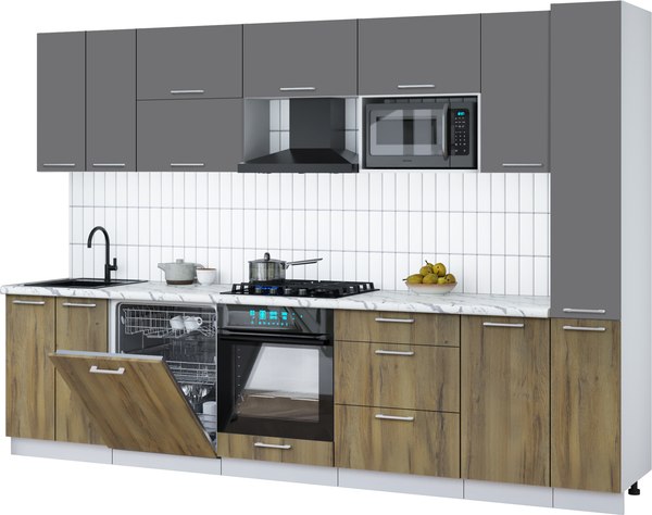Кухонный гарнитур Интерлиния Мила Gloss 3.1-ПМ2 - фото
