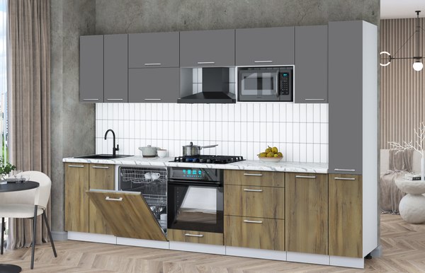 Кухонный гарнитур Интерлиния Мила Gloss 3.1-ПМ2