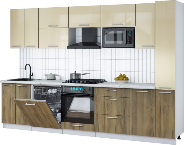 Кухонный гарнитур Интерлиния Мила Gloss 3.1-ПМ2 - фото