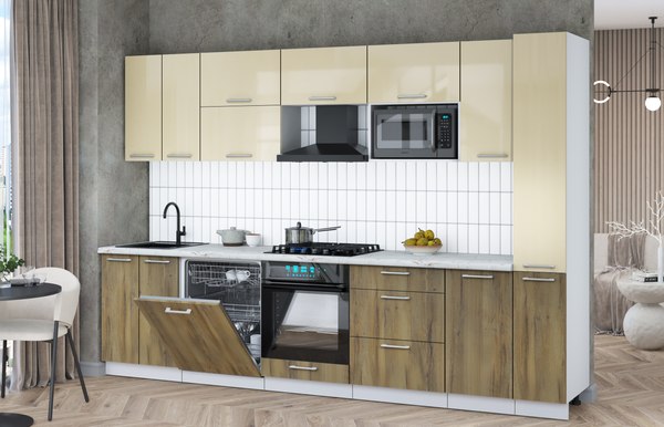 Кухонный гарнитур Интерлиния Мила Gloss 3.1-ПМ2