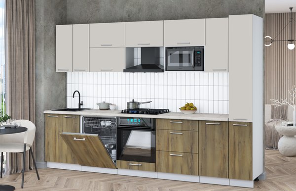 Кухонный гарнитур Интерлиния Мила Gloss 3.1-ПМ2