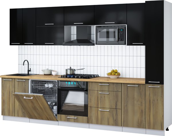 Кухонный гарнитур Интерлиния Мила Gloss 3.1-ПМ2 - фото