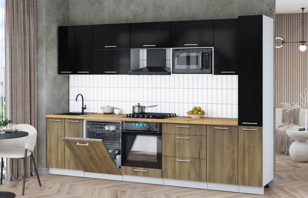 Кухонный гарнитур Интерлиния Мила Gloss 3.1-ПМ2