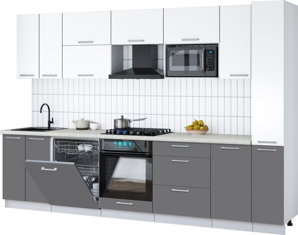 Кухонный гарнитур Интерлиния Мила Gloss 3.1-ПМ2 - фото
