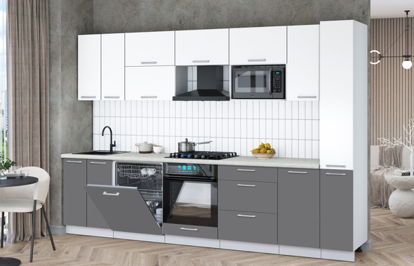 Кухонный гарнитур Интерлиния Мила Gloss 3.1-ПМ2