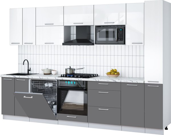 Кухонный гарнитур Интерлиния Мила Gloss 3.1-ПМ2 - фото