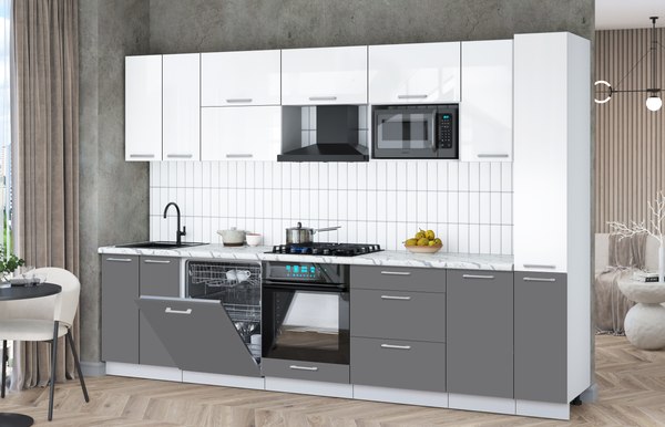 Кухонный гарнитур Интерлиния Мила Gloss 3.1-ПМ2