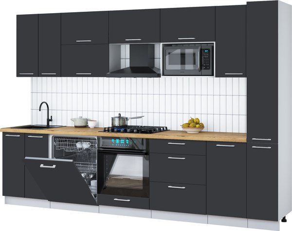 Кухонный гарнитур Интерлиния Мила Gloss 3.1-ПМ2 - фото
