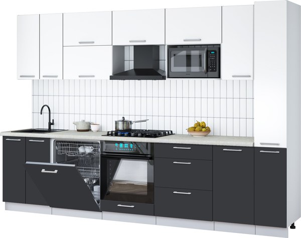 Кухонный гарнитур Интерлиния Мила Gloss 3.1-ПМ2 - фото