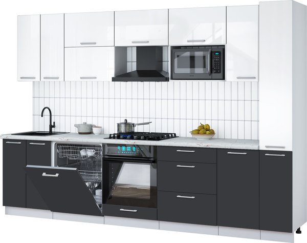 Кухонный гарнитур Интерлиния Мила Gloss 3.1-ПМ2 - фото