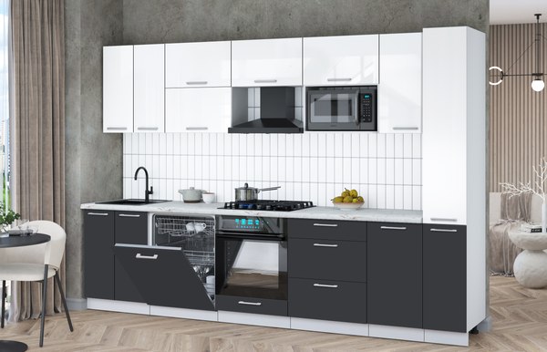 Кухонный гарнитур Интерлиния Мила Gloss 3.1-ПМ2