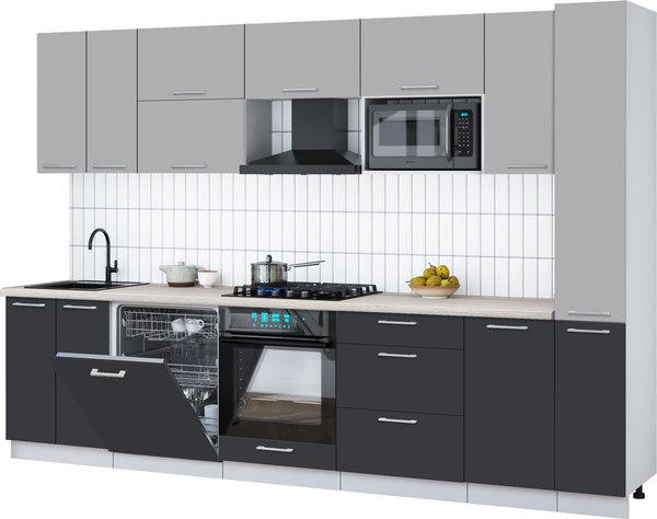 Кухонный гарнитур Интерлиния Мила Gloss 3.1-ПМ2 - фото